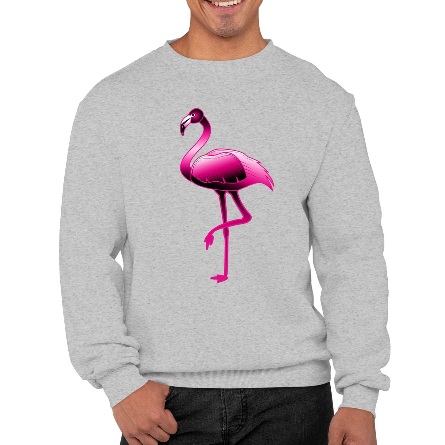 Large Flamingo Neon Tropical Mens Sweatshirt