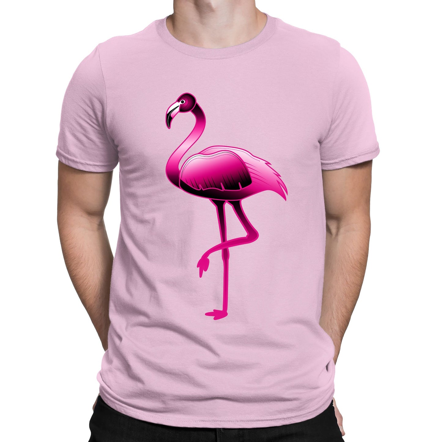 Large Flamingo Neon Tropical Mens T-shirt