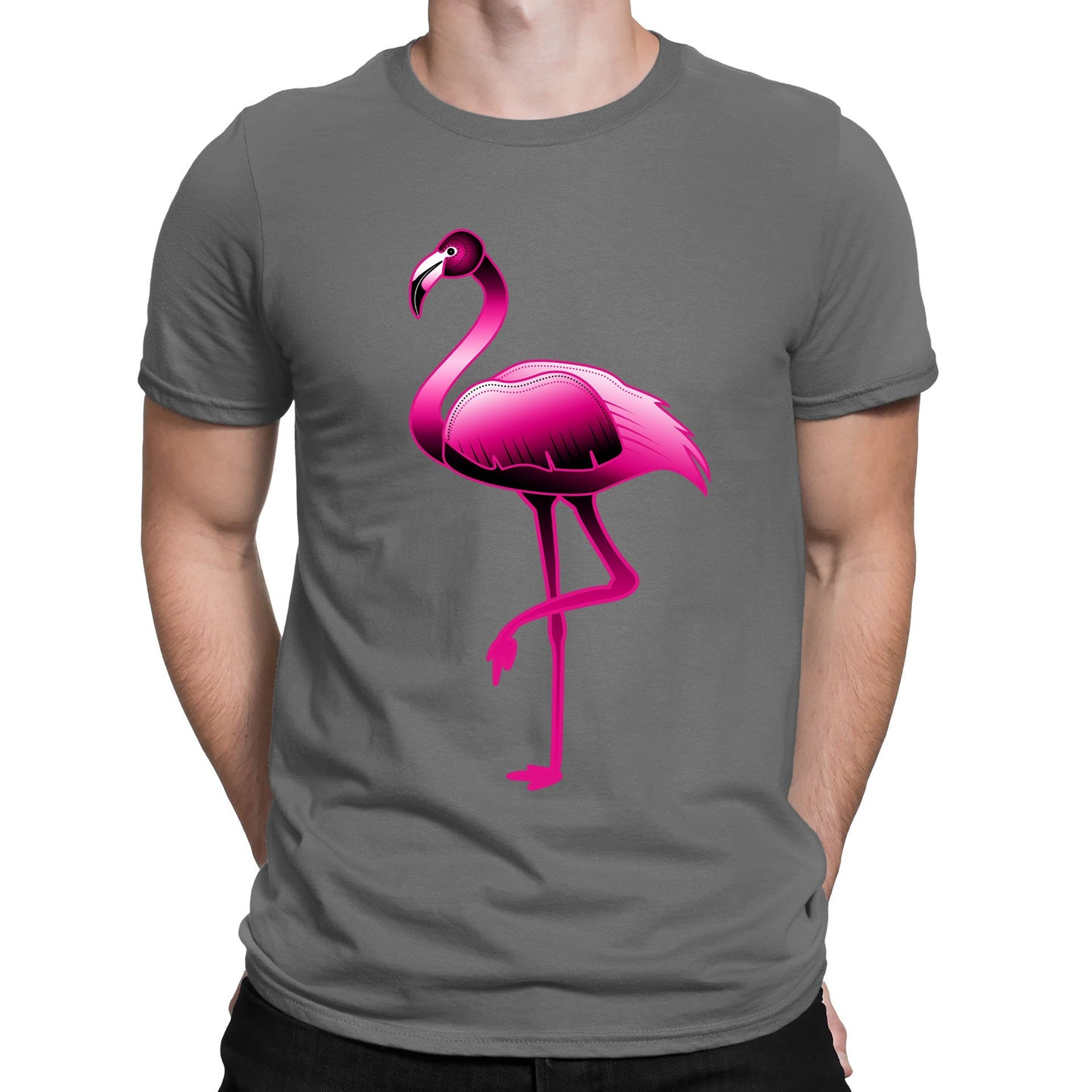 Large Flamingo Neon Tropical Mens T-shirt