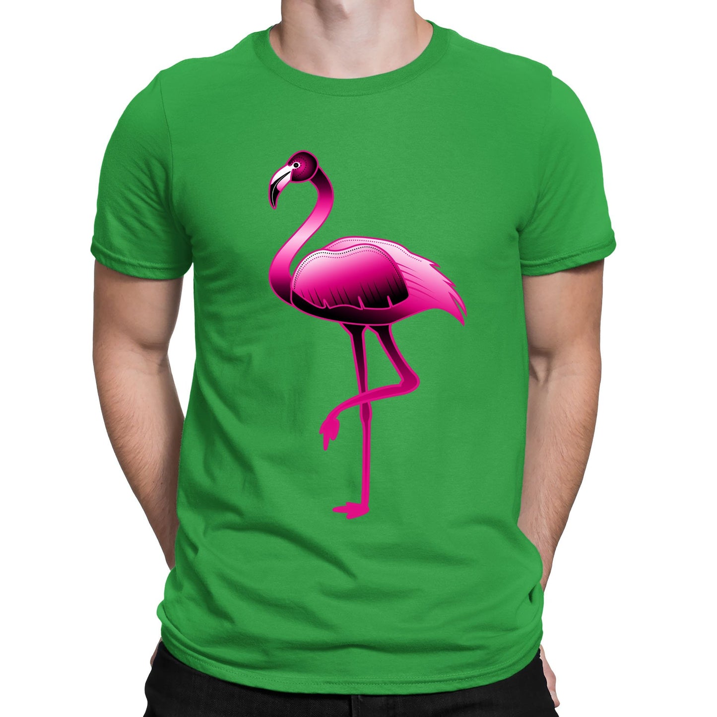 Large Flamingo Neon Tropical Mens T-shirt