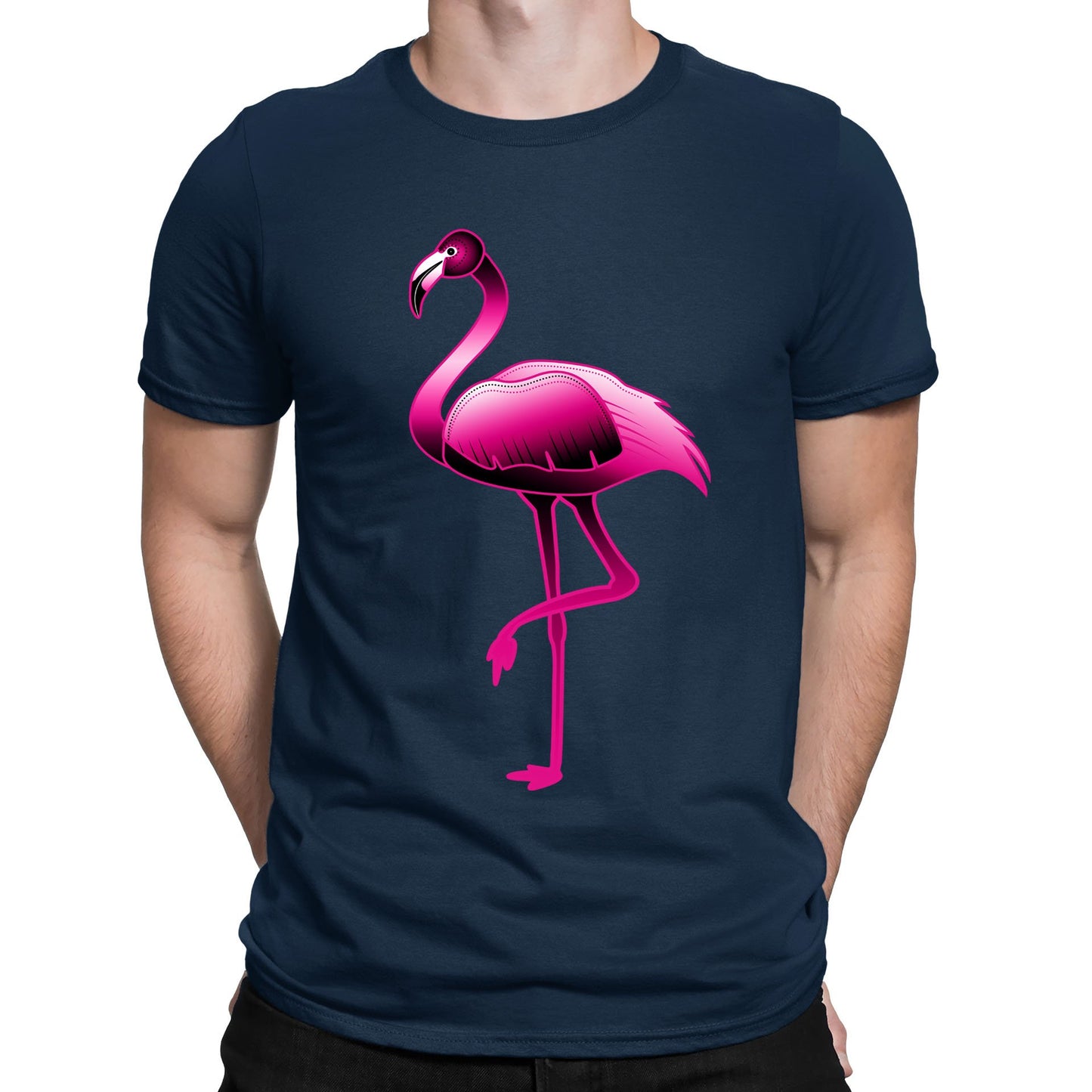 Large Flamingo Neon Tropical Mens T-shirt