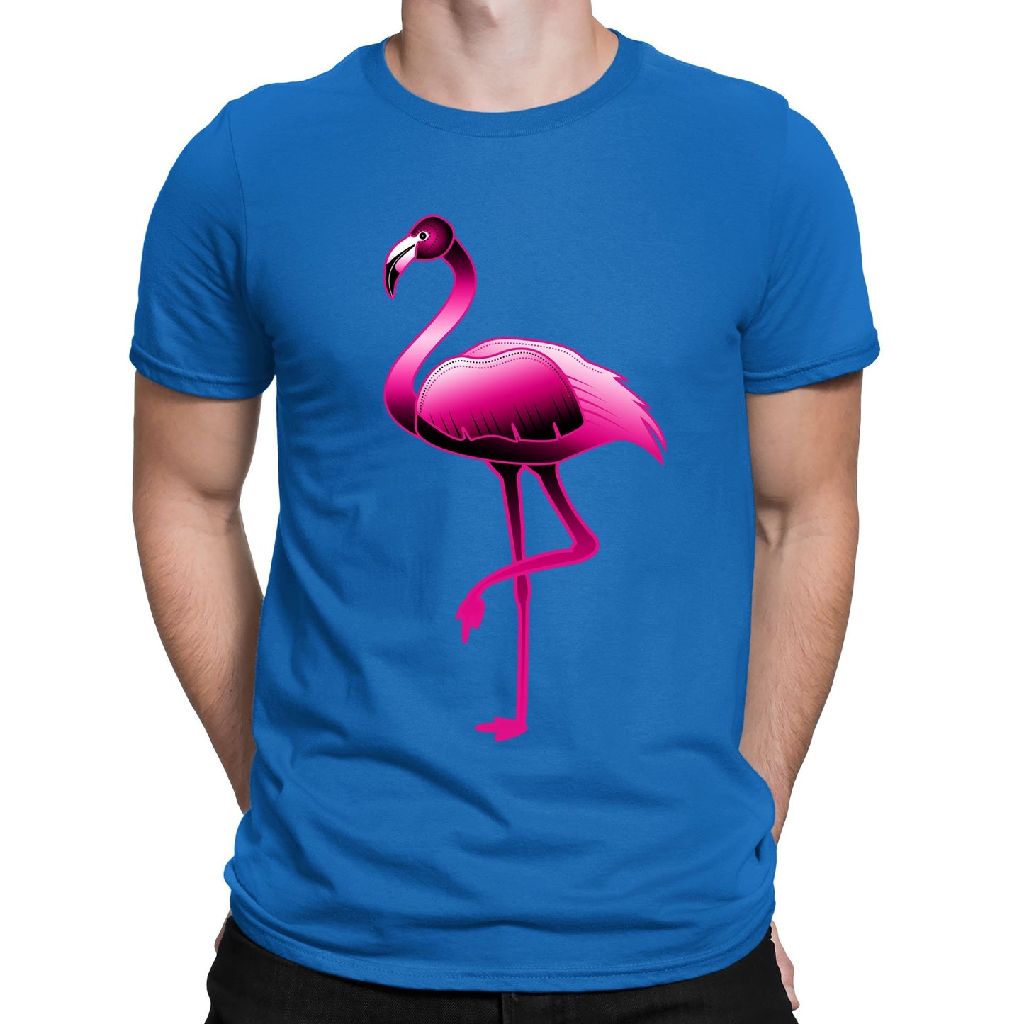 Large Flamingo Neon Tropical Mens T-shirt