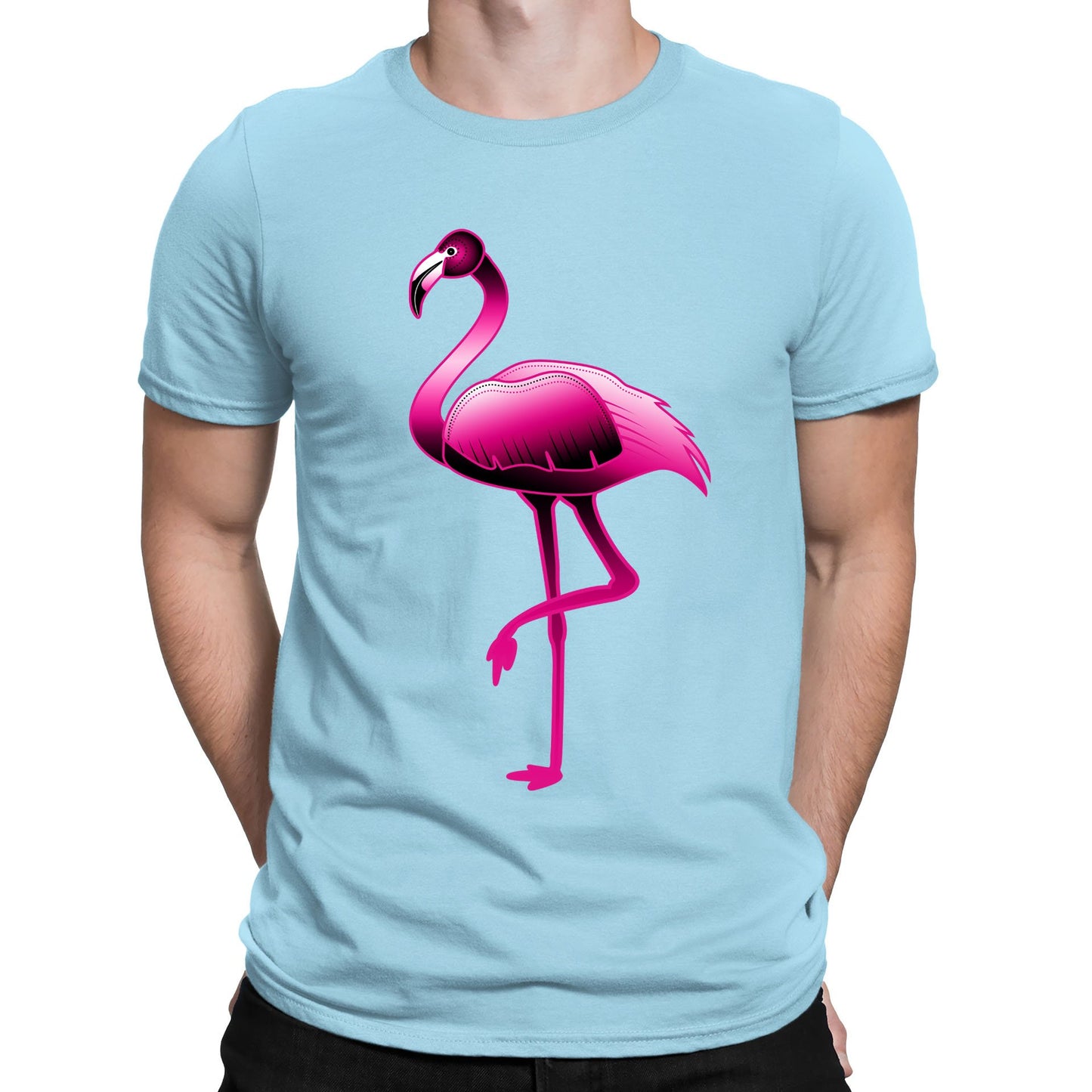 Large Flamingo Neon Tropical Mens T-shirt