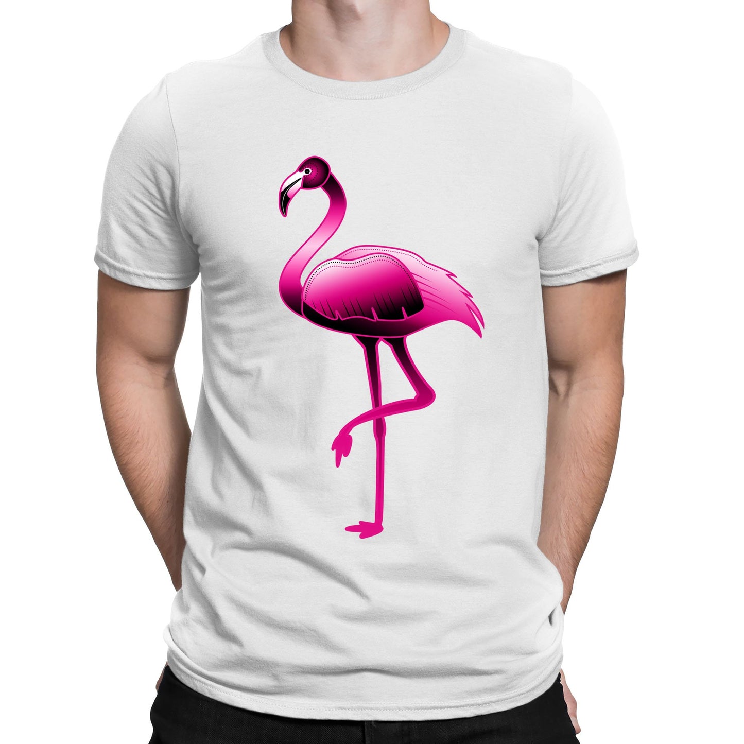 Large Flamingo Neon Tropical Mens T-shirt