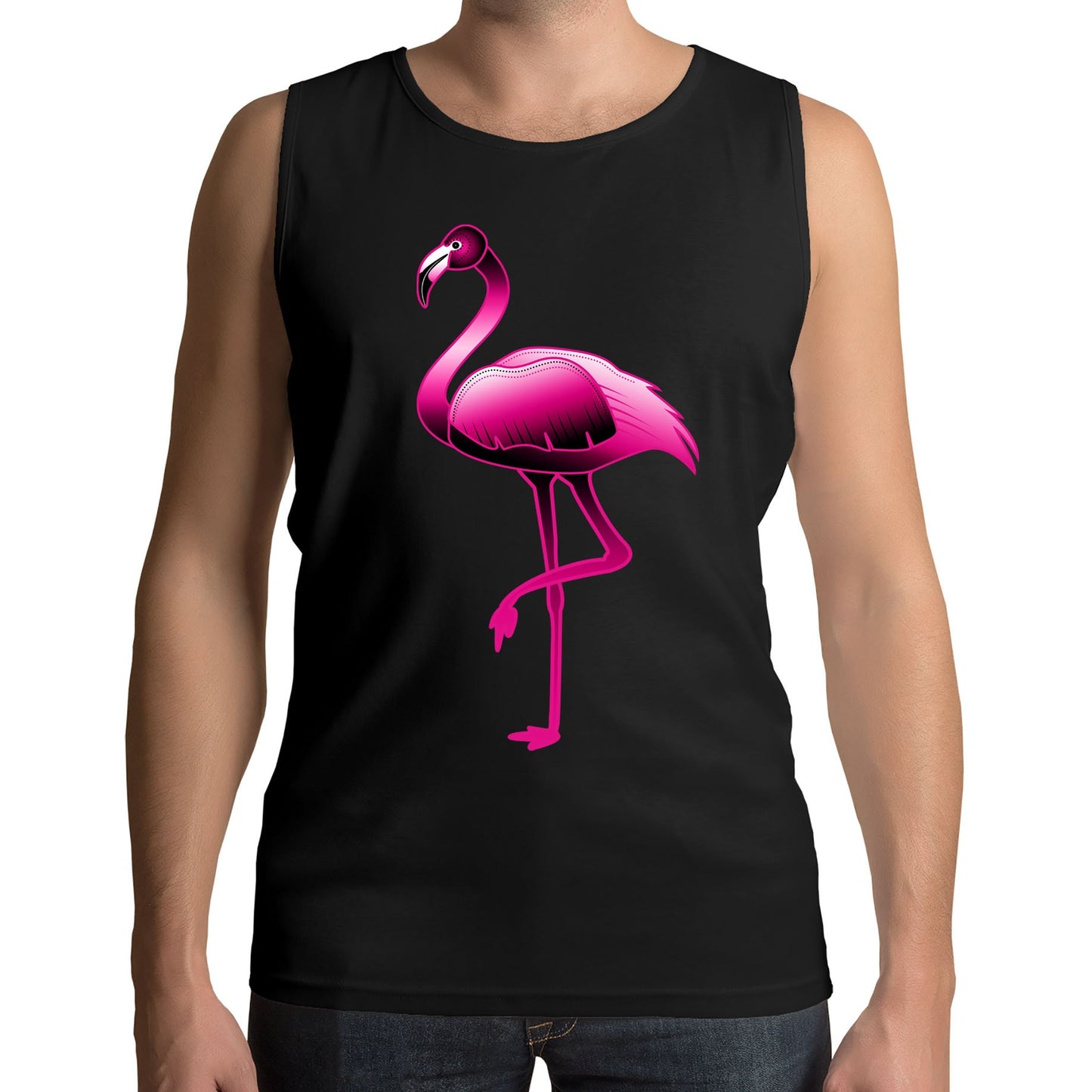 Large Flamingo Neon Tropical Mens Vest