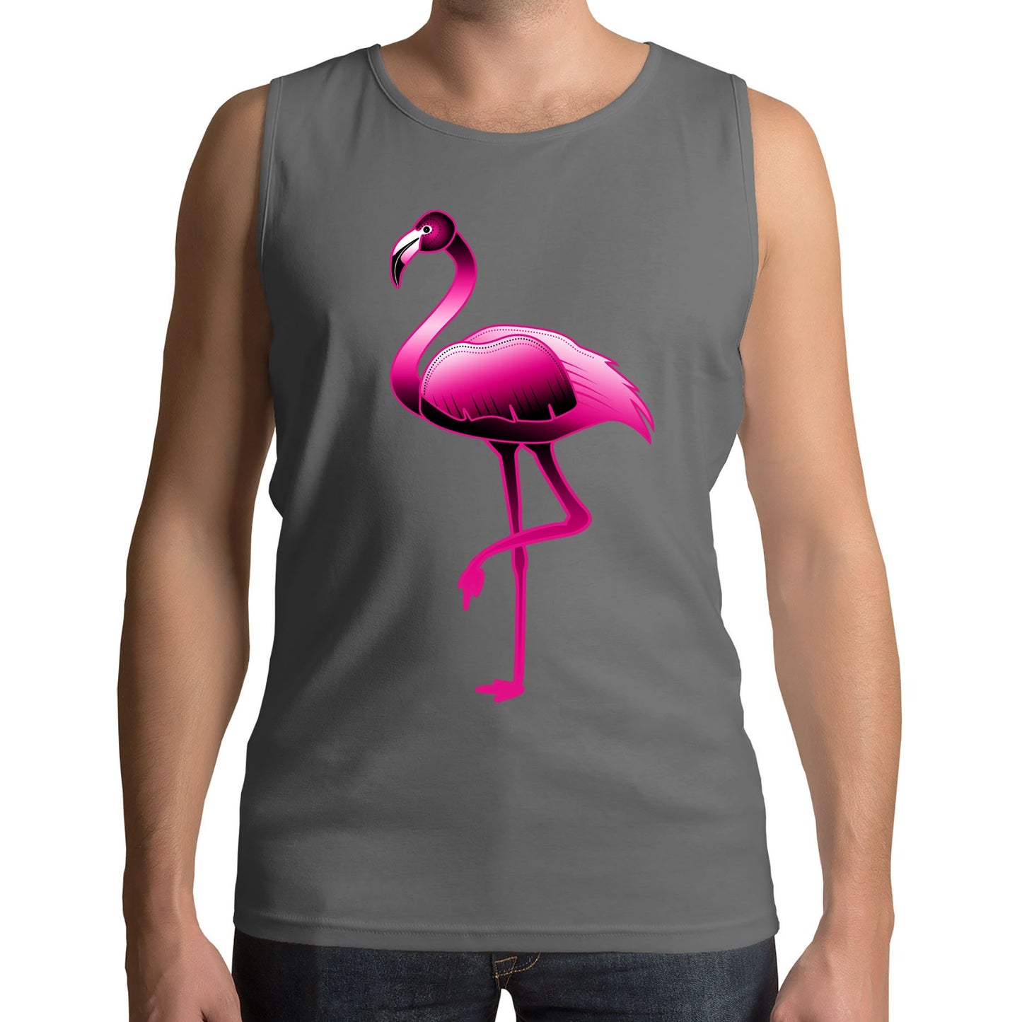 Large Flamingo Neon Tropical Mens Vest