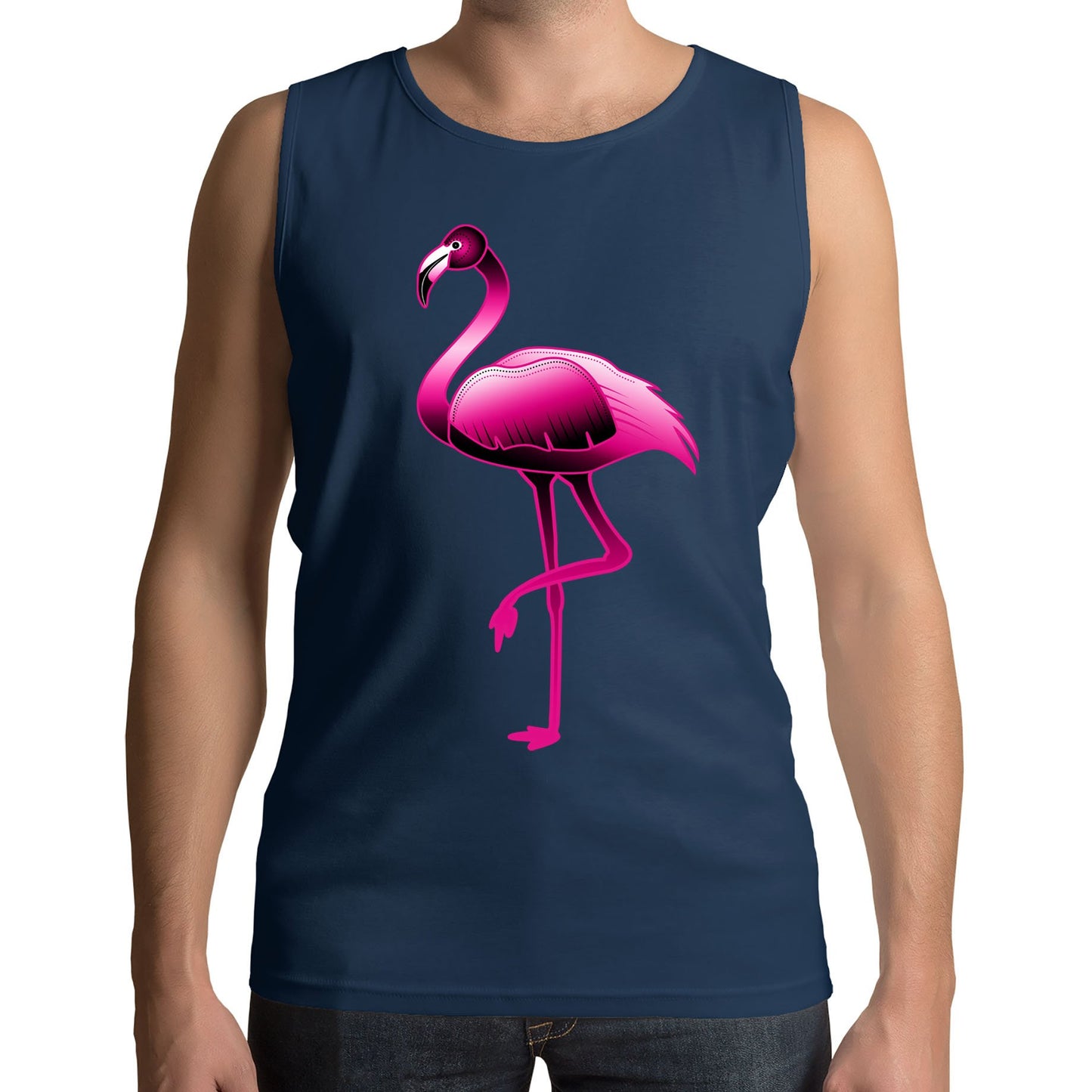 Large Flamingo Neon Tropical Mens Vest