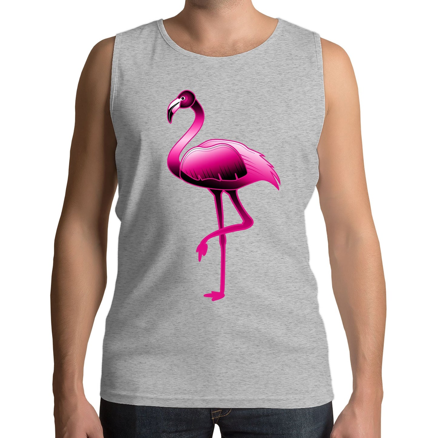 Large Flamingo Neon Tropical Mens Vest