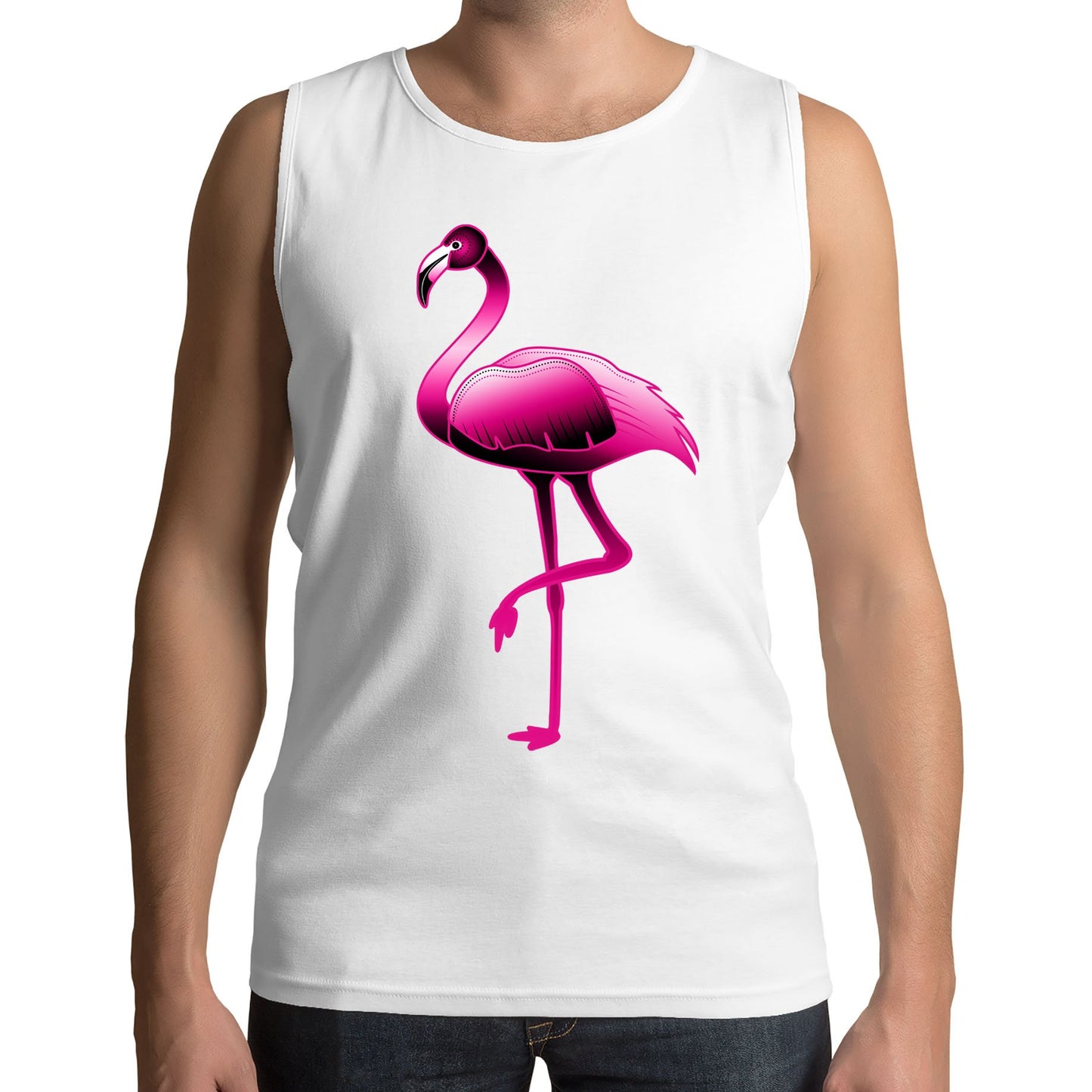 Large Flamingo Neon Tropical Mens Vest