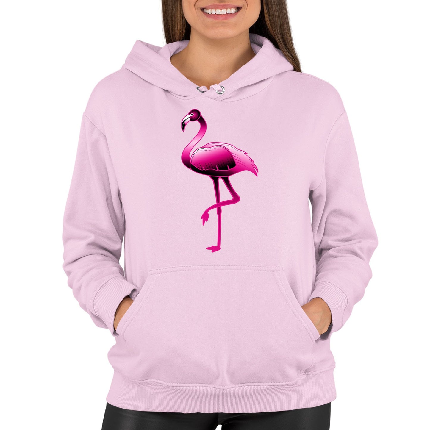 Large Flamingo Neon Tropical Womens Pullover Hoodie