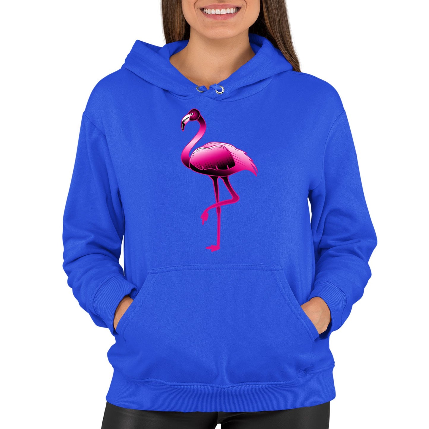 Large Flamingo Neon Tropical Womens Pullover Hoodie