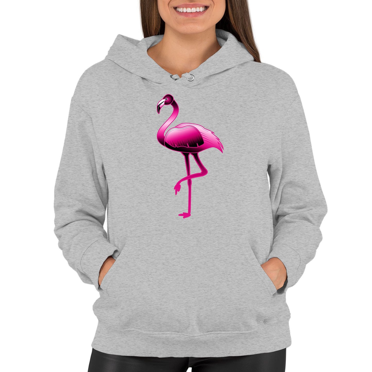 Large Flamingo Neon Tropical Womens Pullover Hoodie