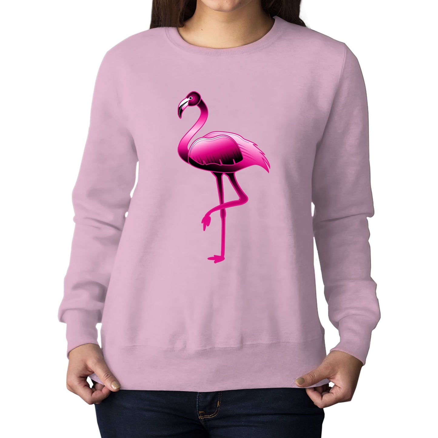 Large Flamingo Neon Tropical Womens Sweatshirt