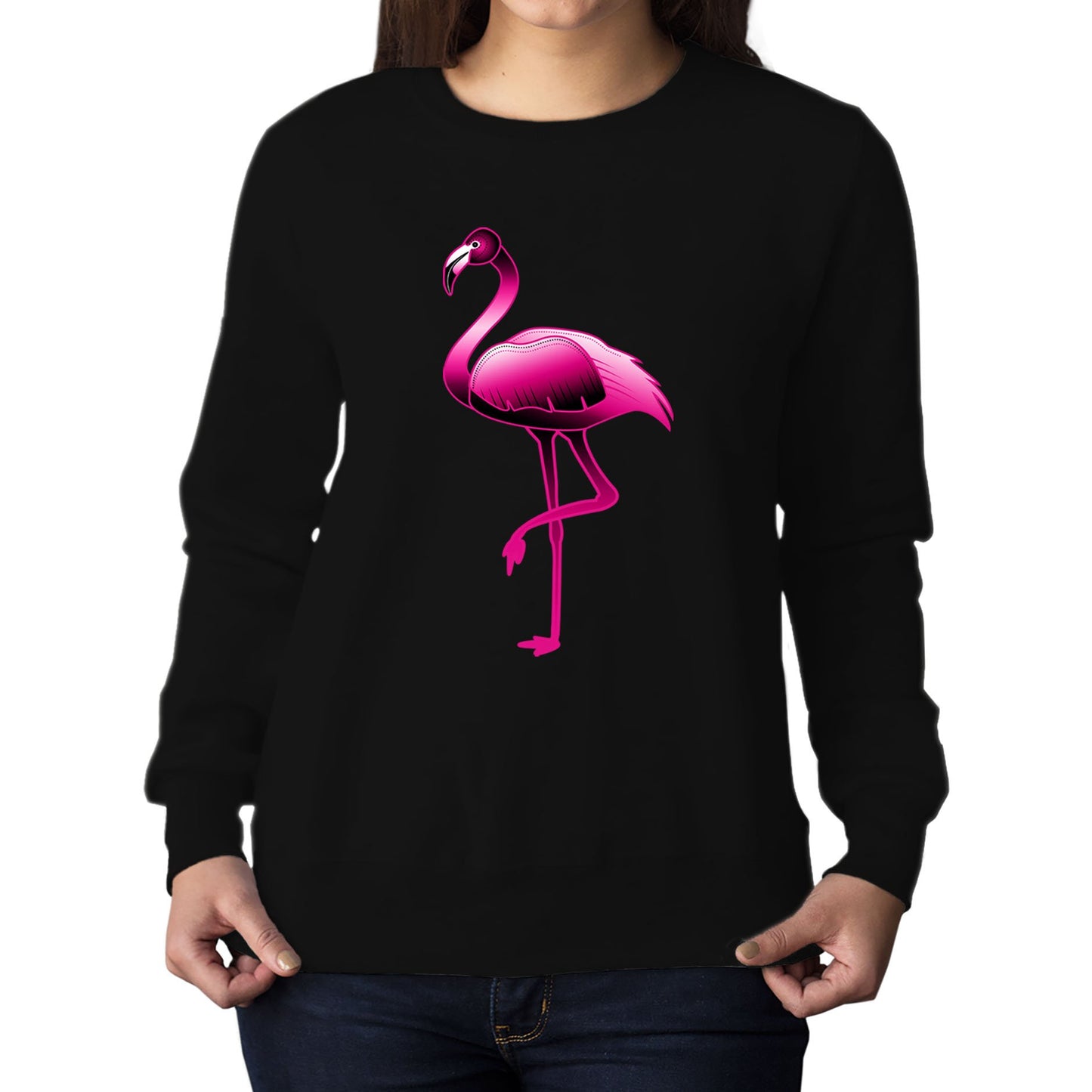 Large Flamingo Neon Tropical Womens Sweatshirt