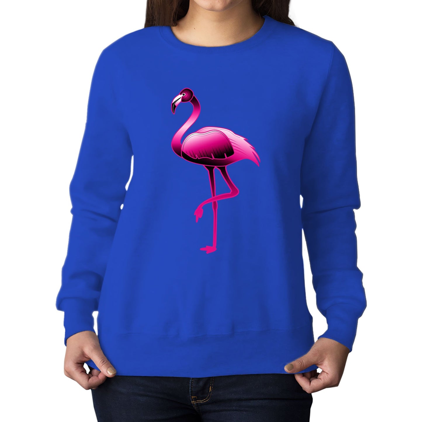 Large Flamingo Neon Tropical Womens Sweatshirt