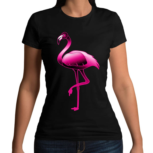 Large Flamingo Neon Tropical Womens T-shirt