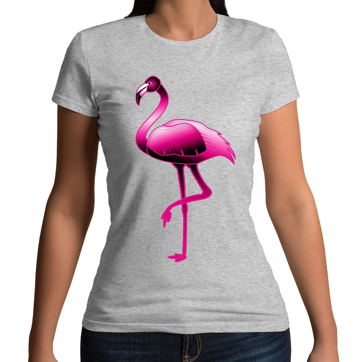 Large Flamingo Neon Tropical Womens T-shirt