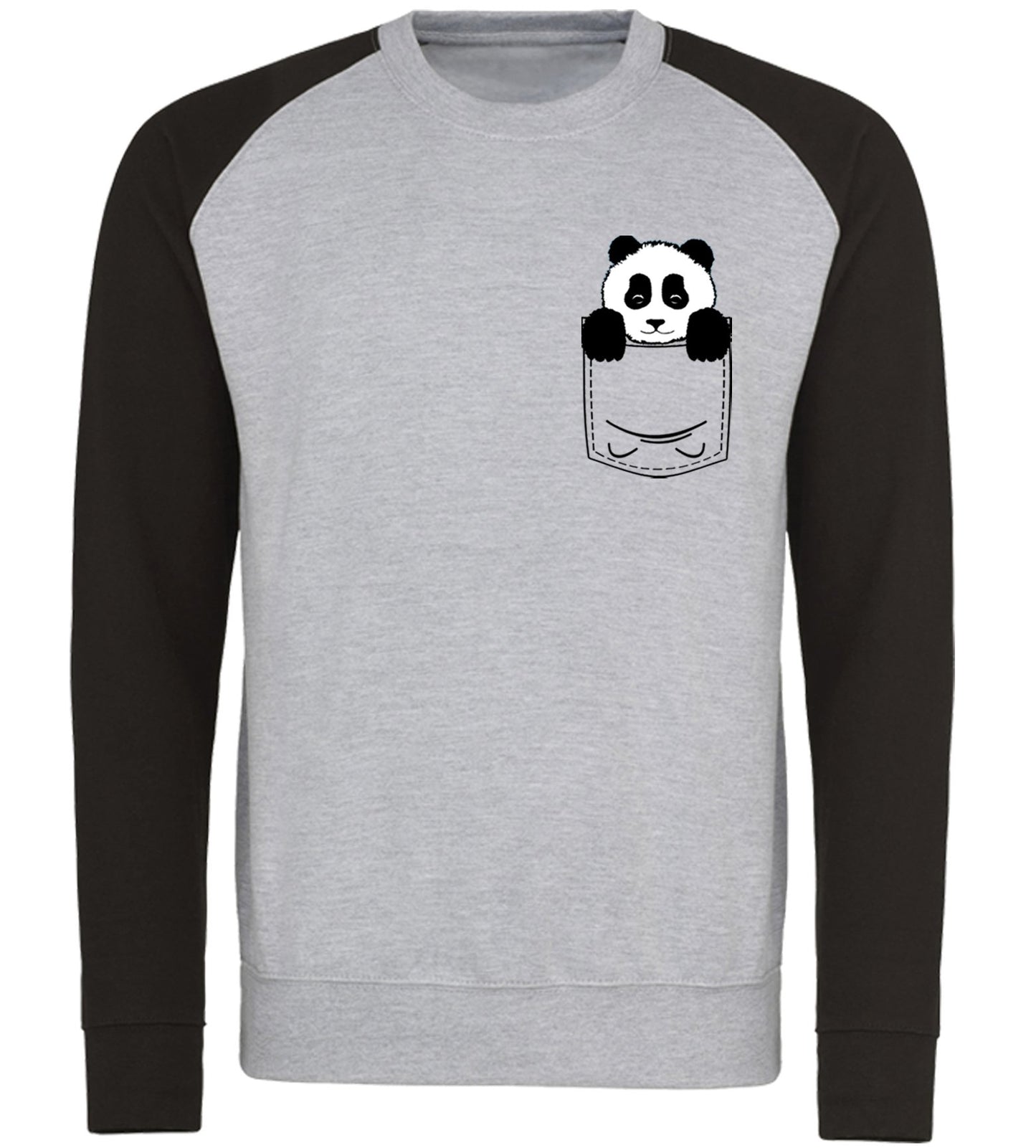 Panda Pocket Print Baseball Sweatshirt