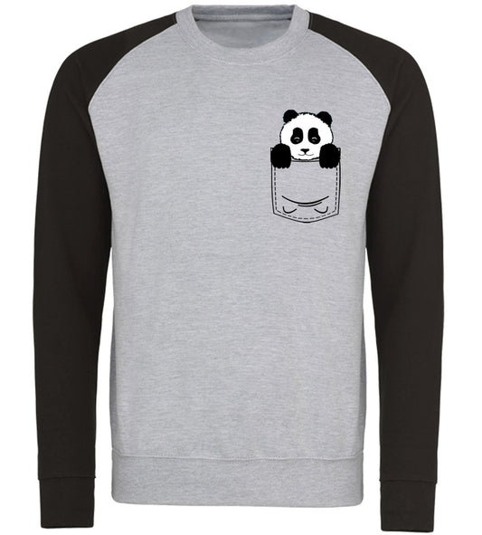 Panda Pocket Print Baseball Sweatshirt