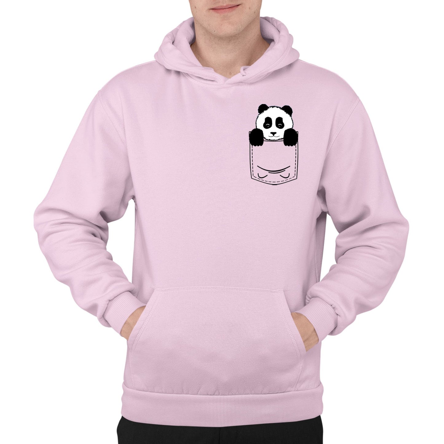 Panda Pocket Print Mens Pullover Hoodie