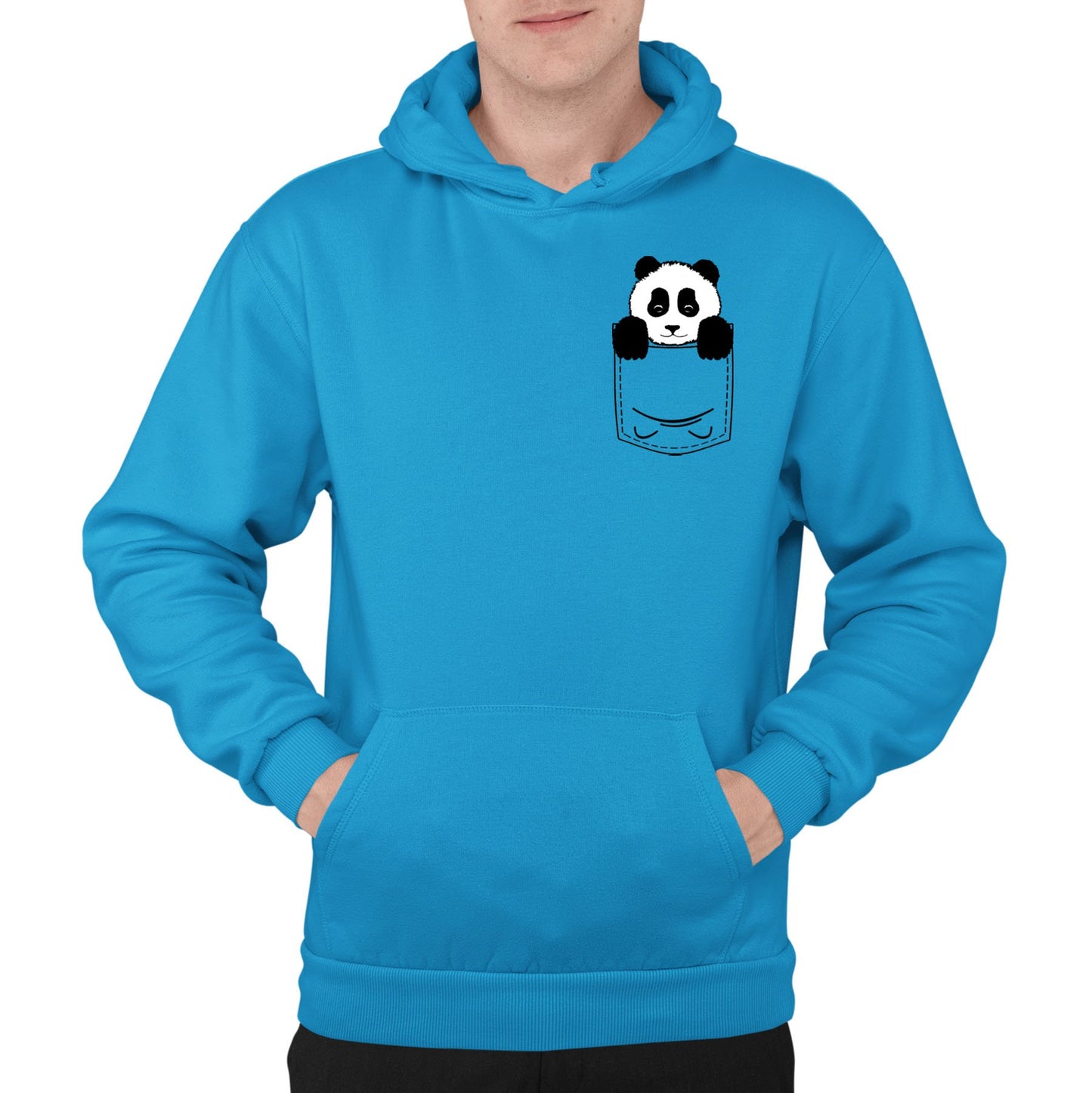 Panda Pocket Print Mens Pullover Hoodie