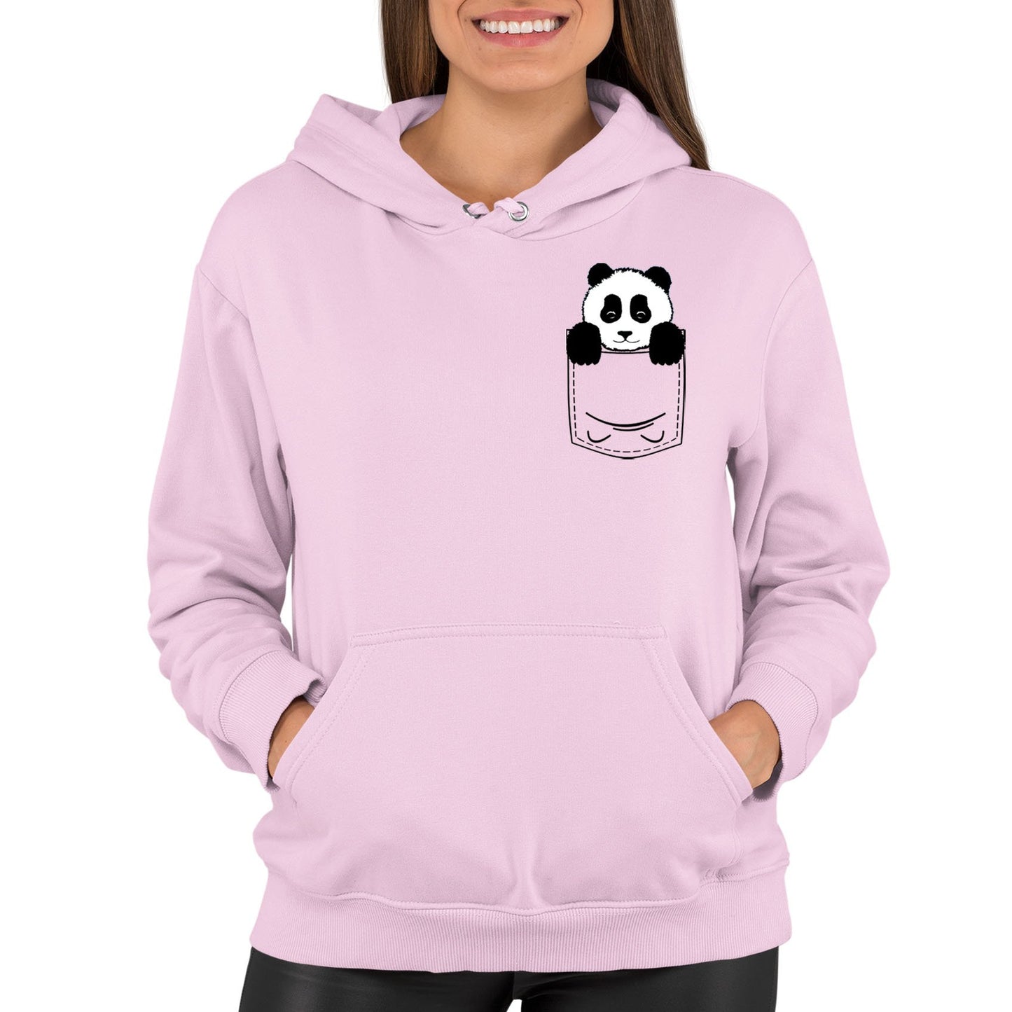 Panda Pocket Print Womens Pullover Hoodie