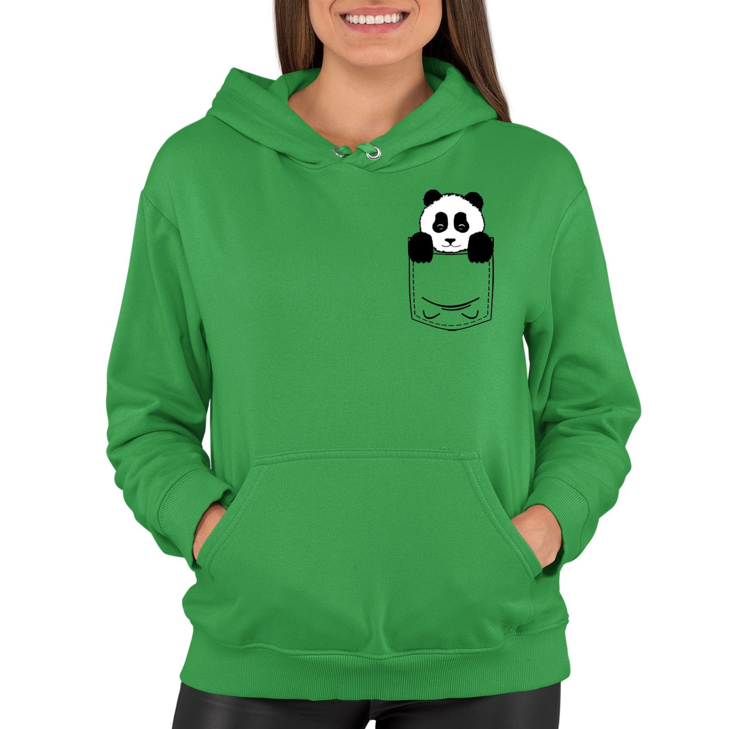 Panda Pocket Print Womens Pullover Hoodie