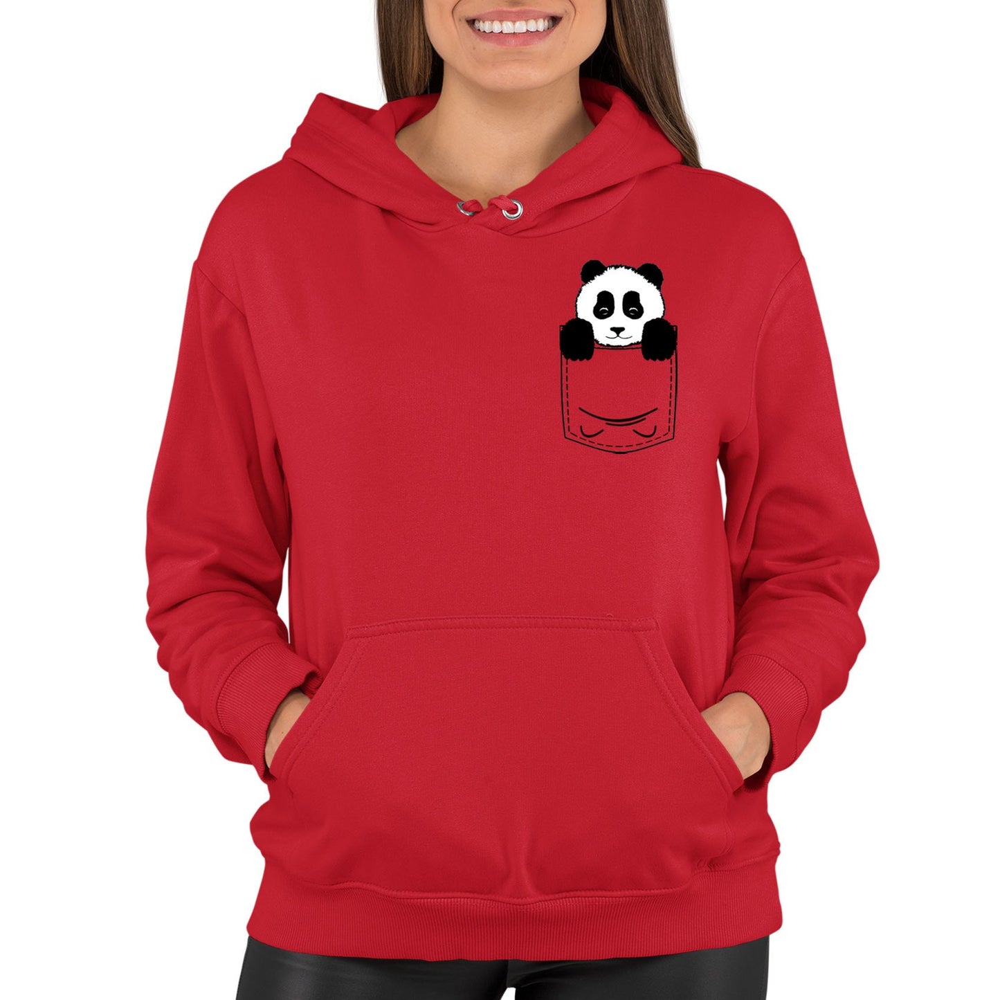 Panda Pocket Print Womens Pullover Hoodie