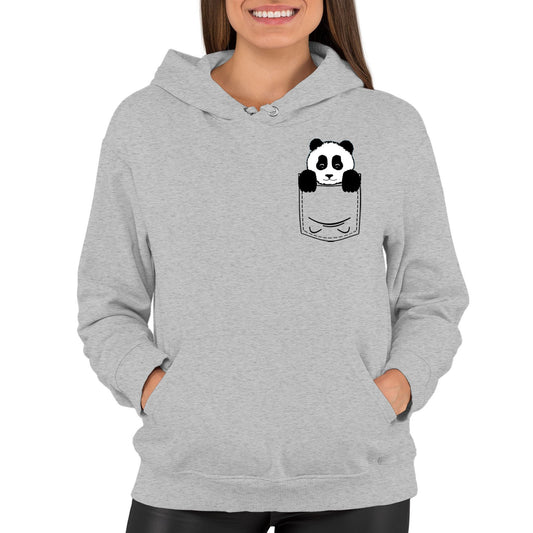 Panda Pocket Print Womens Pullover Hoodie