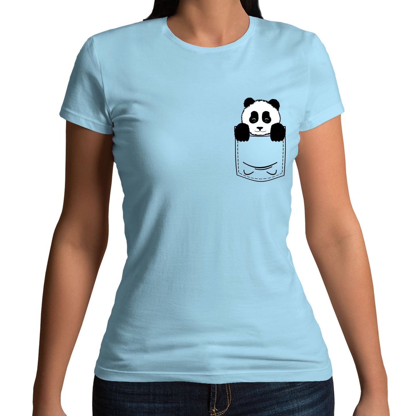 Panda Pocket Print Womens T-shirt