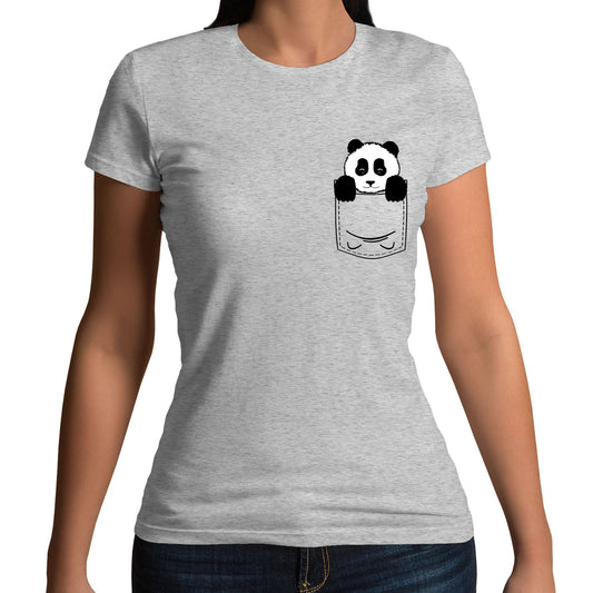 Panda Pocket Print Womens T-shirt