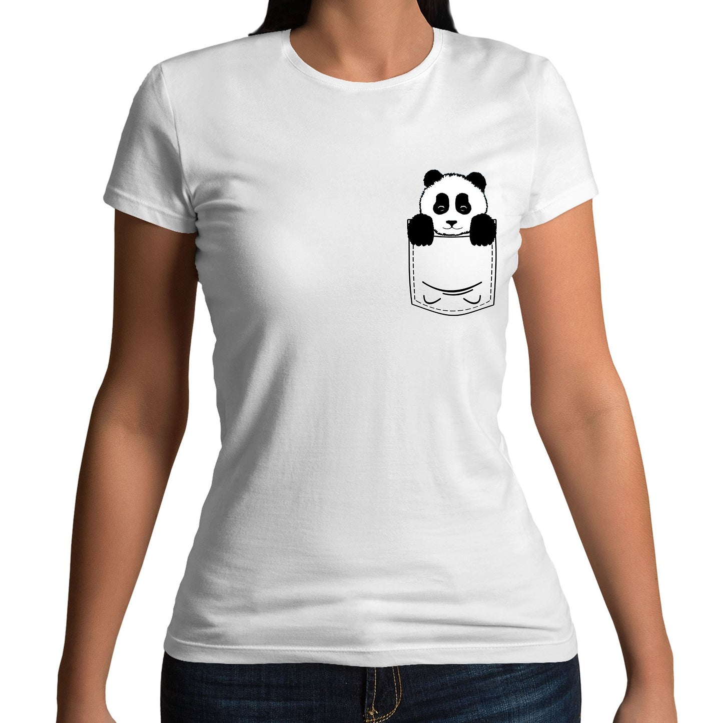 Panda Pocket Print Womens T-shirt