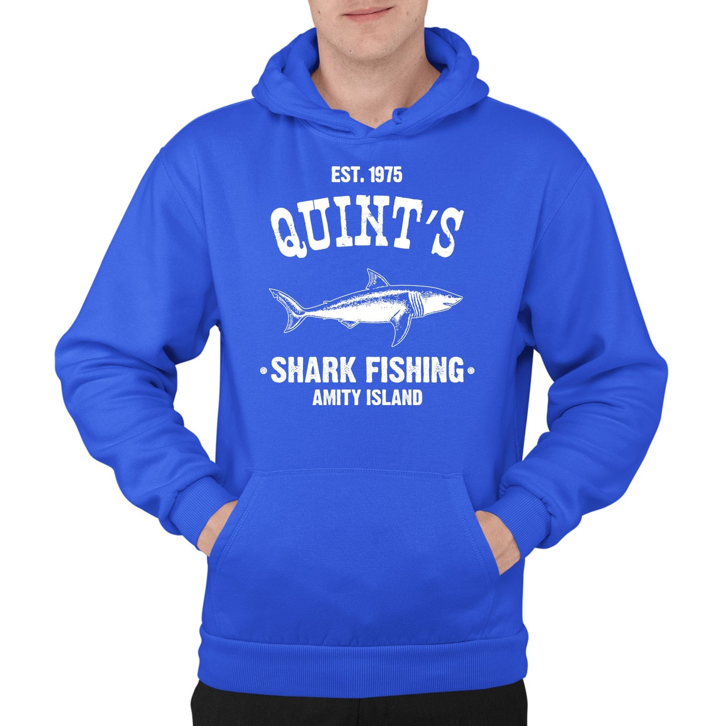 Quints Shark Fishing Mens Pullover Hoodie