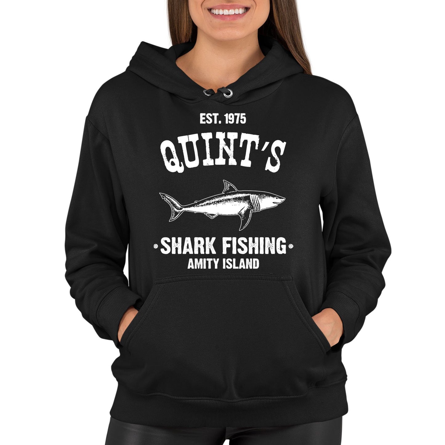 Quints Shark Fishing Womens Pullover Hoodie