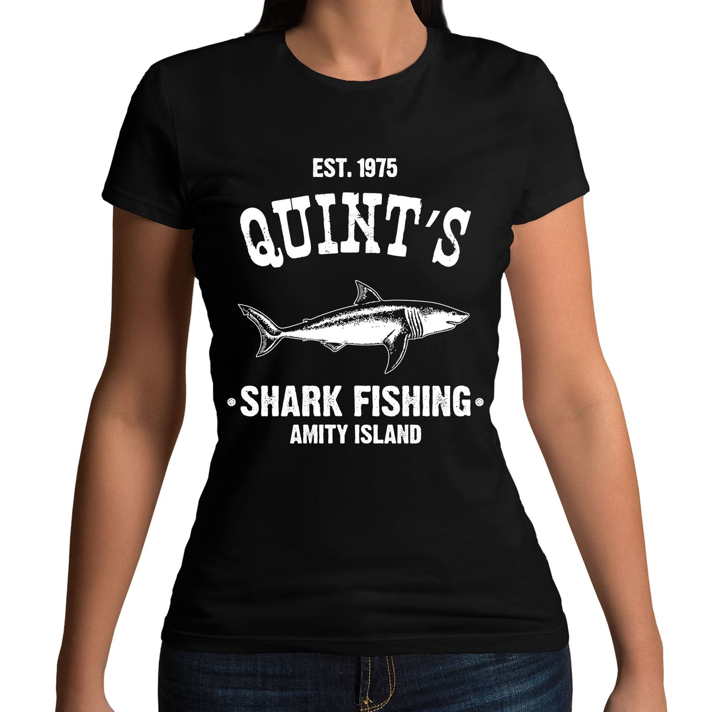 Quints Shark Fishing Jaws Parody Womens T-shirt