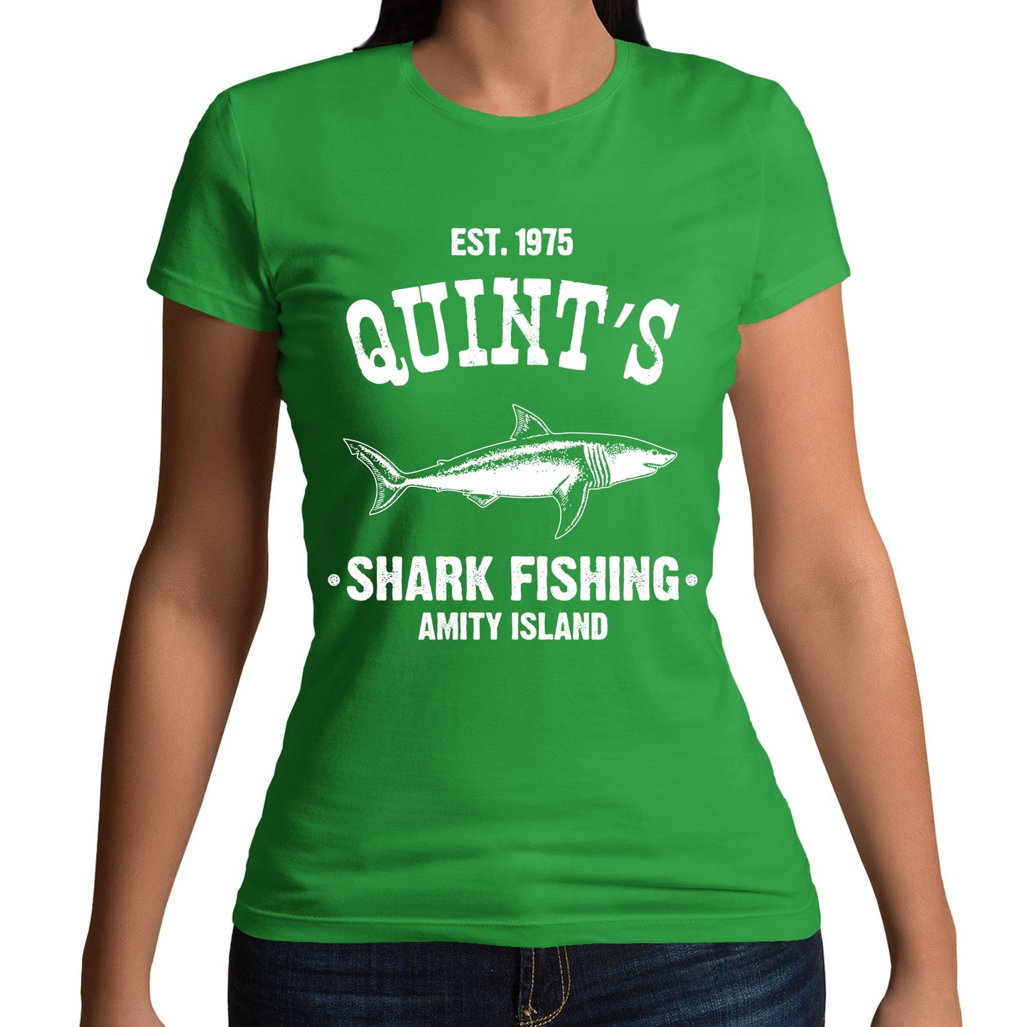 Quints Shark Fishing Jaws Parody Womens T-shirt