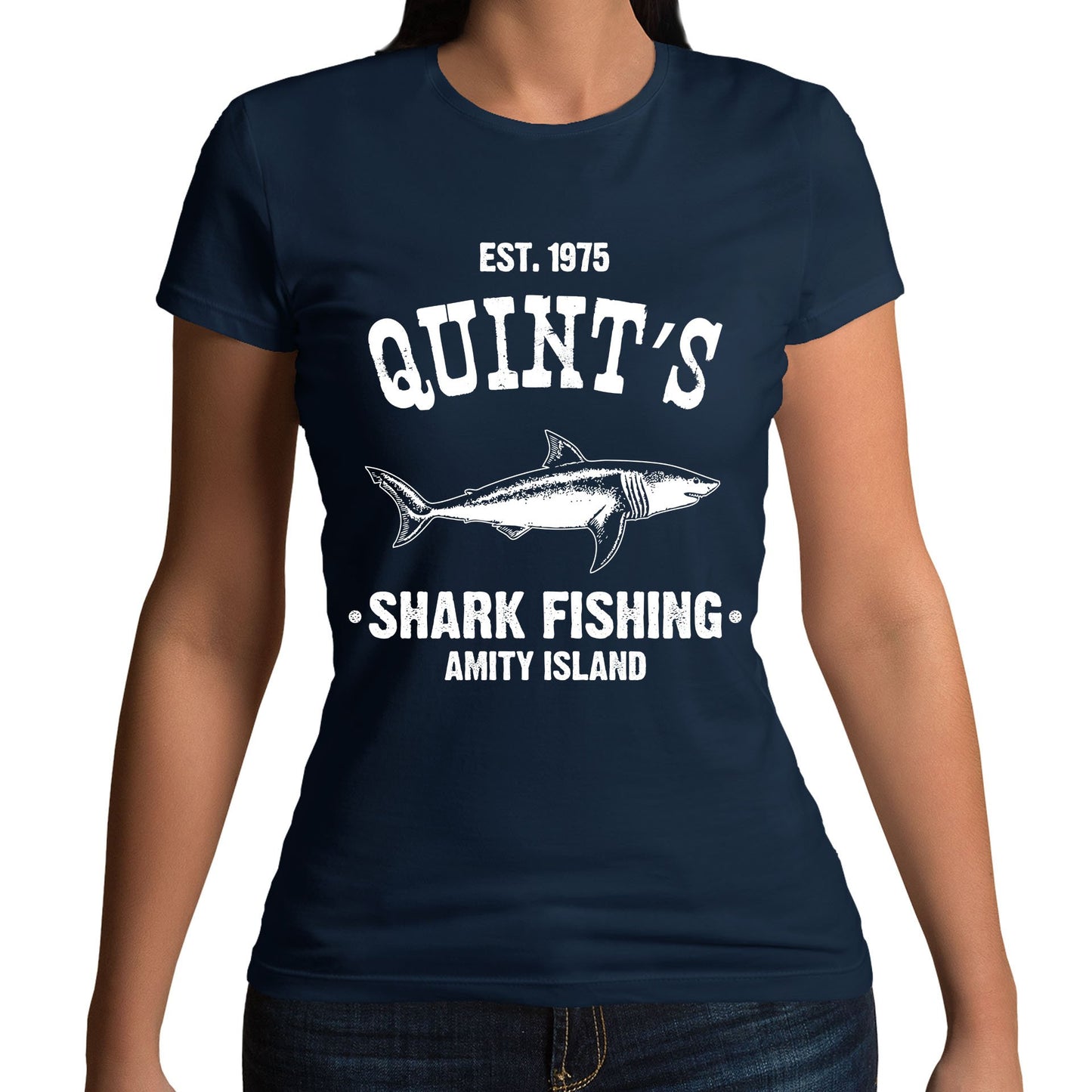 Quints Shark Fishing Jaws Parody Womens T-shirt