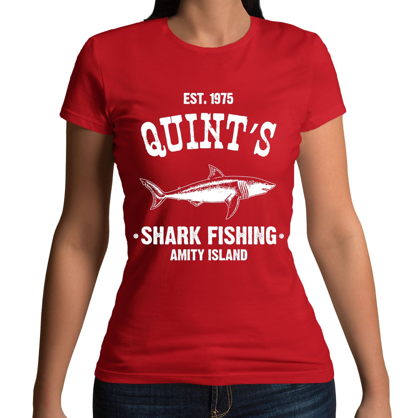 Quints Shark Fishing Jaws Parody Womens T-shirt