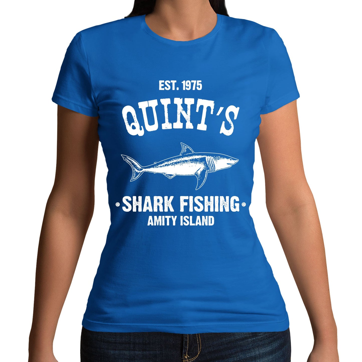 Quints Shark Fishing Jaws Parody Womens T-shirt