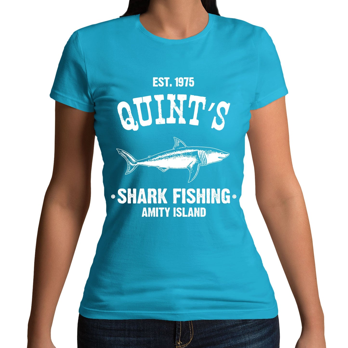 Quints Shark Fishing Jaws Parody Womens T-shirt