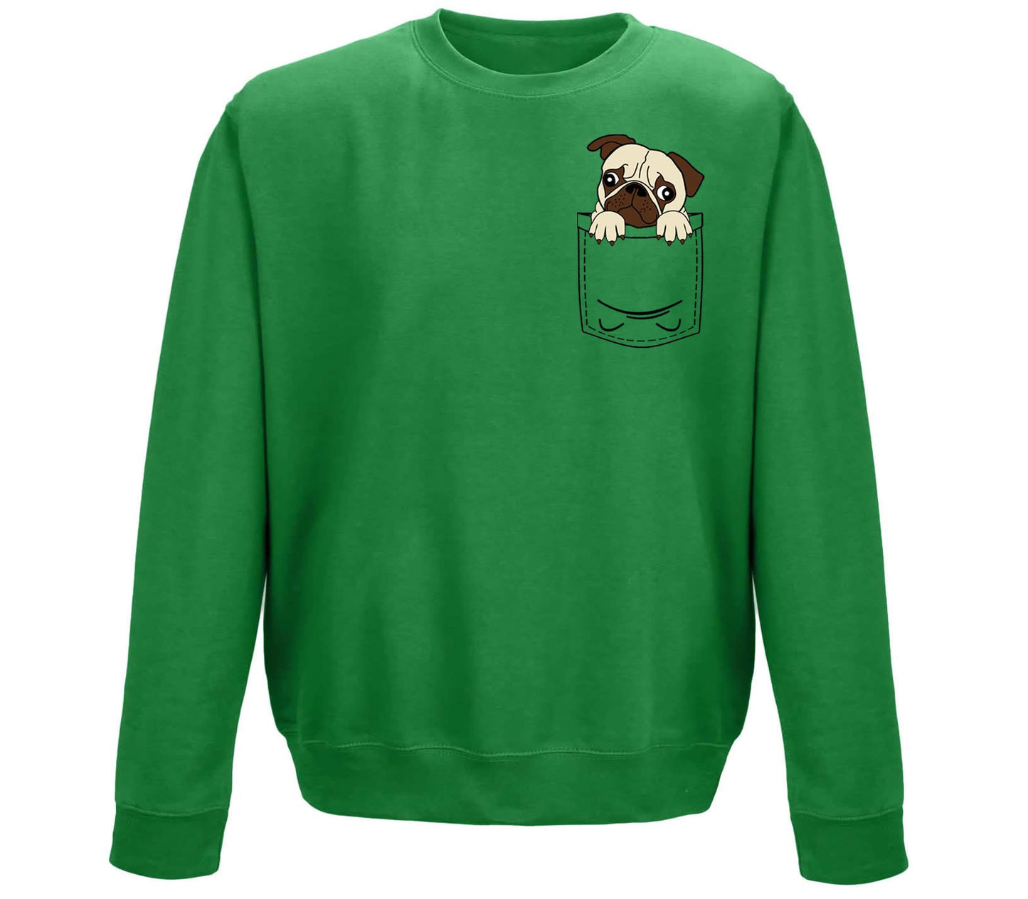 Pug Pocket Print Childrens Sweatshirt