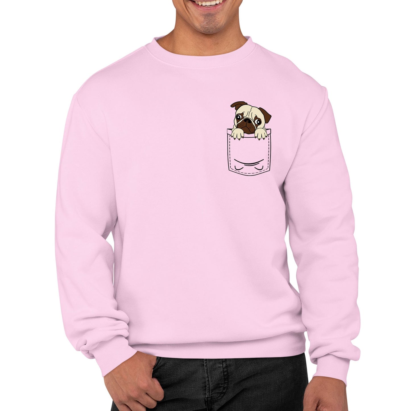 Pug Pocket Print Mens Sweatshirt