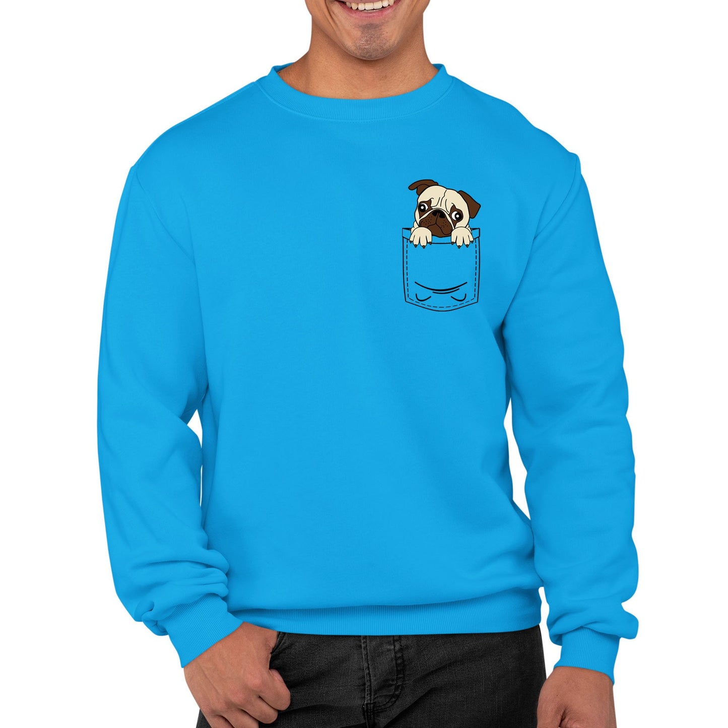 Pug Pocket Print Mens Sweatshirt