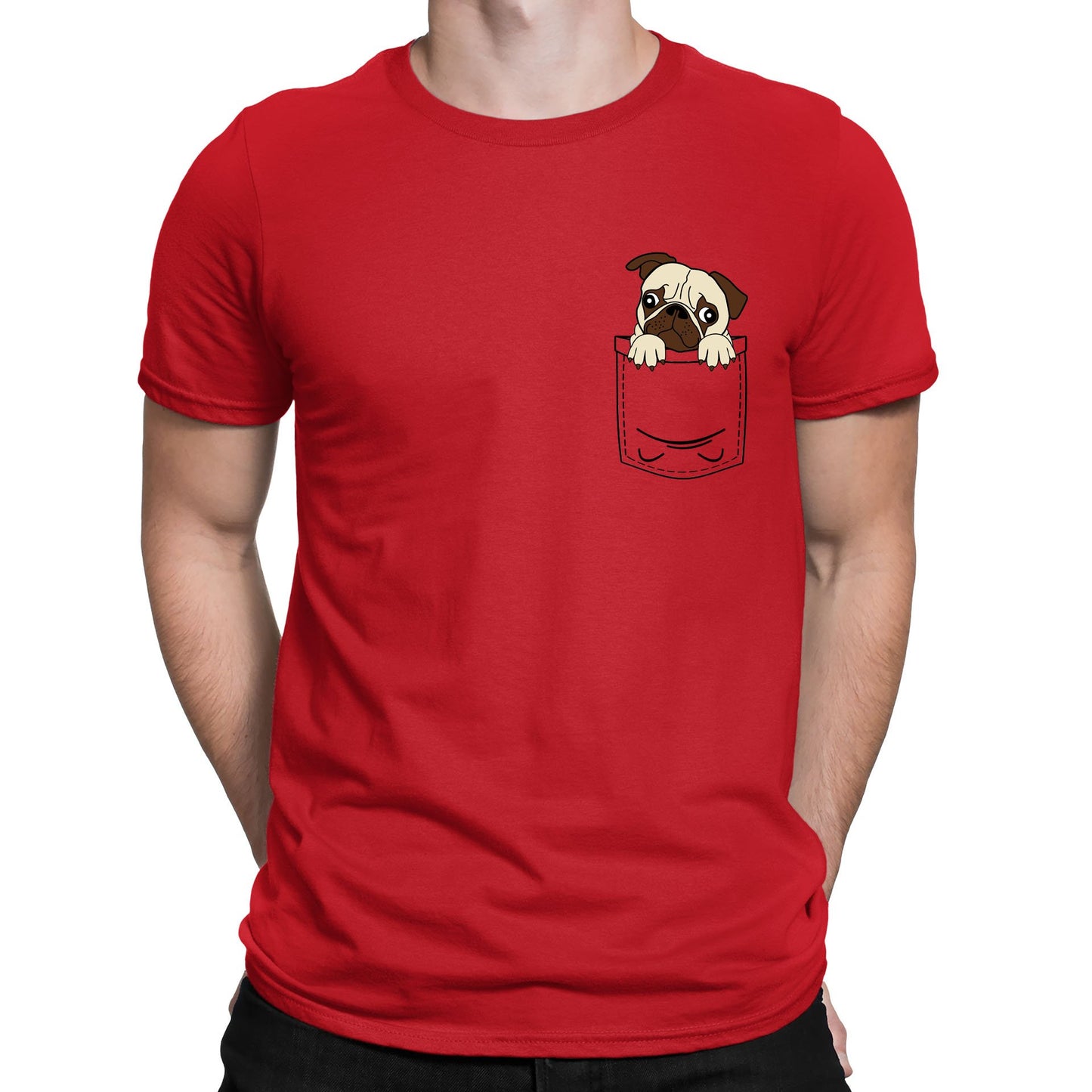 Pug Pocket Print Mens T-shirt