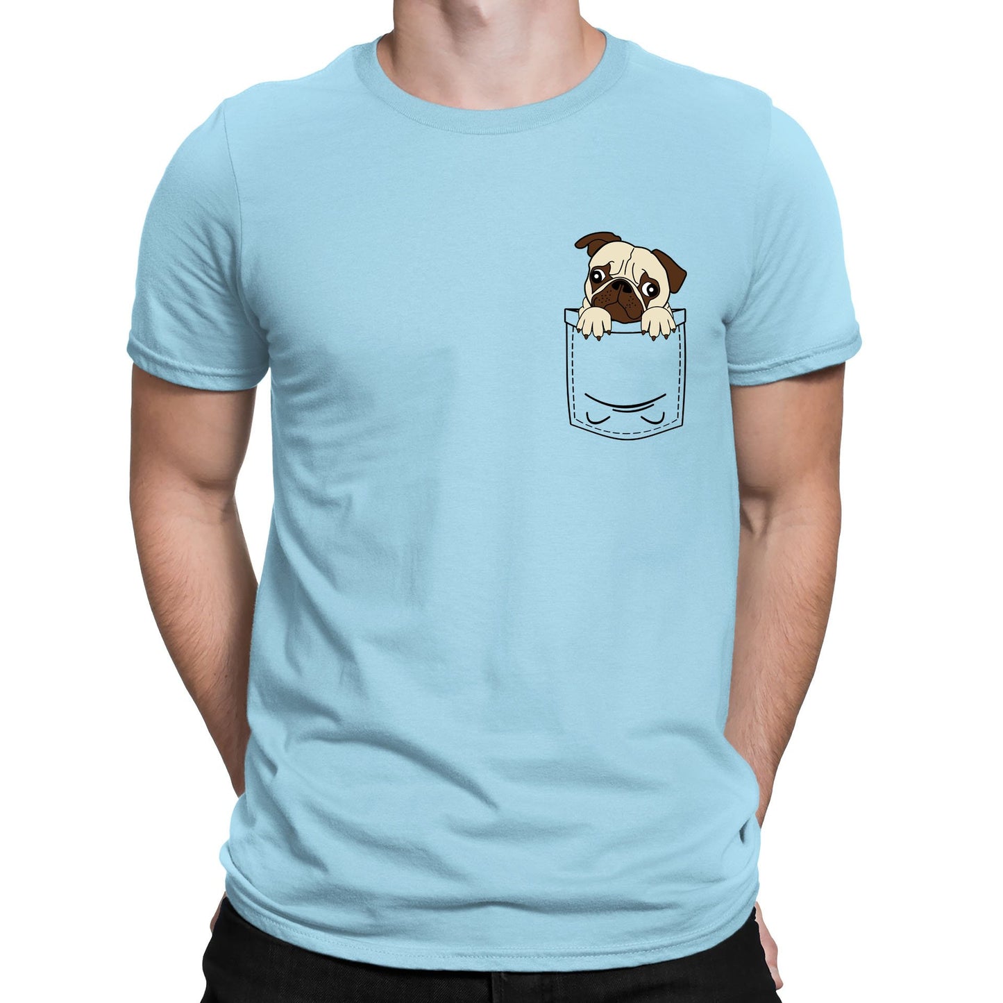 Pug Pocket Print Mens T-shirt