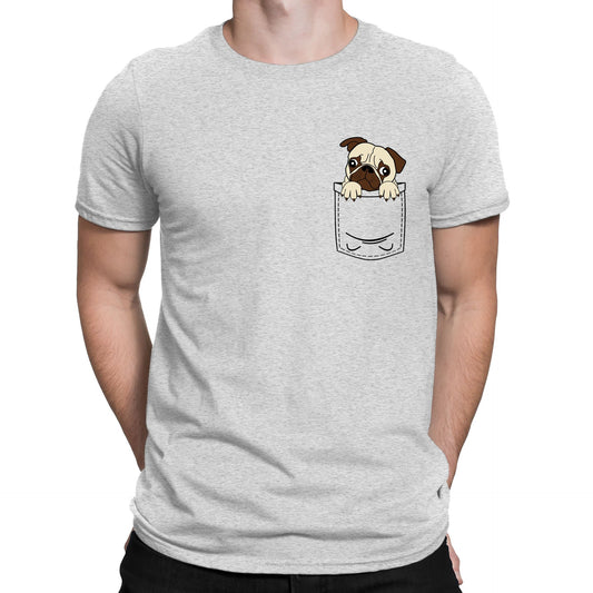 Pug Pocket Print Mens T-shirt