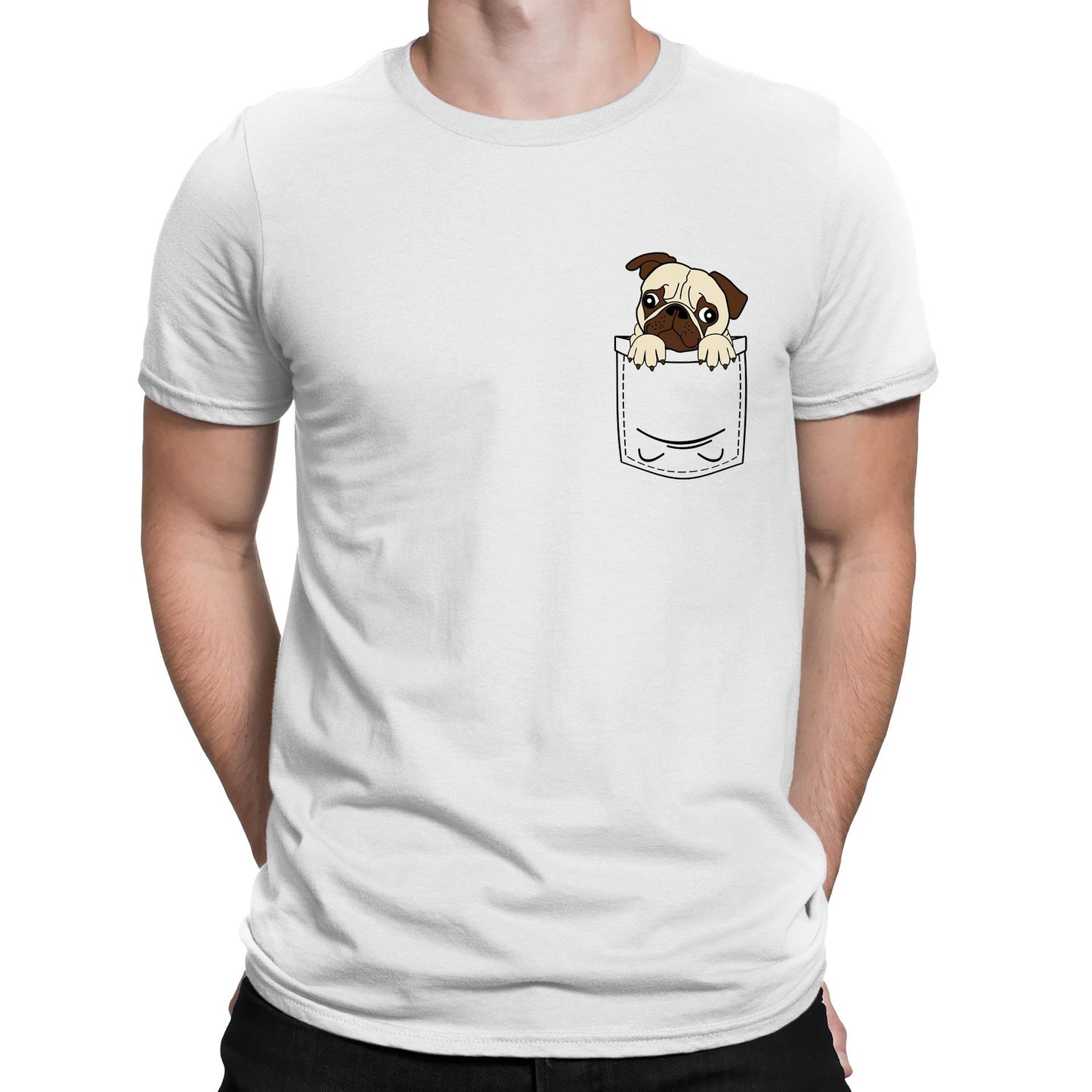 Pug Pocket Print Mens T-shirt