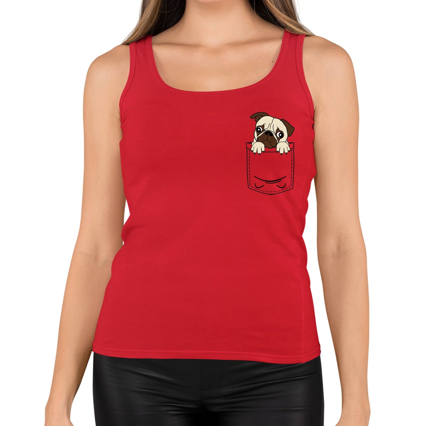 Pug Pocket Print Womens Vest