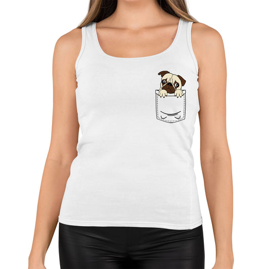 Pug Pocket Print Womens Vest