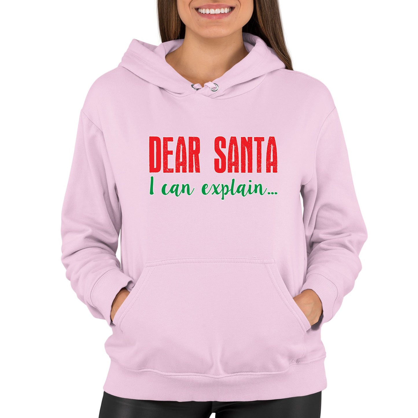 Dear Santa I Can Explain Funny Christmas Womens Pullover Hoodie